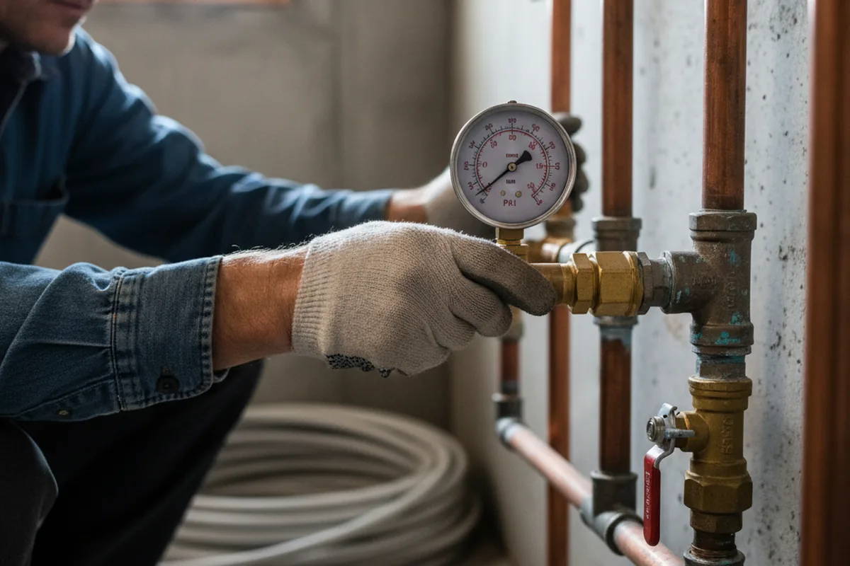 Pressure testing a repaired line during Water Line Repair in Columbiana